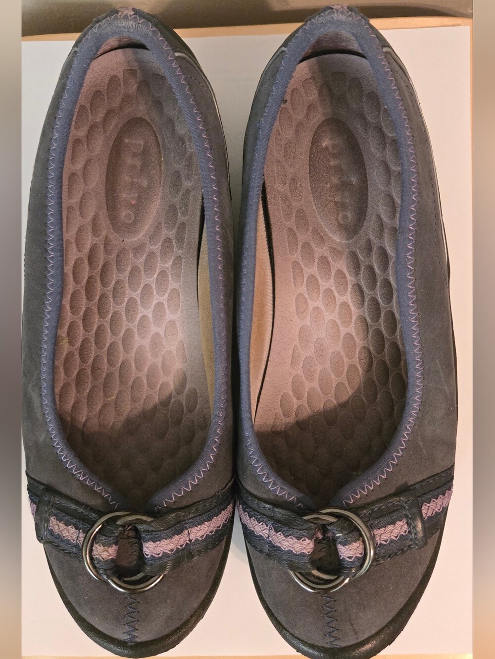 Vintage Privo Women’s Navy and Purple Suede Ballet Flats 6